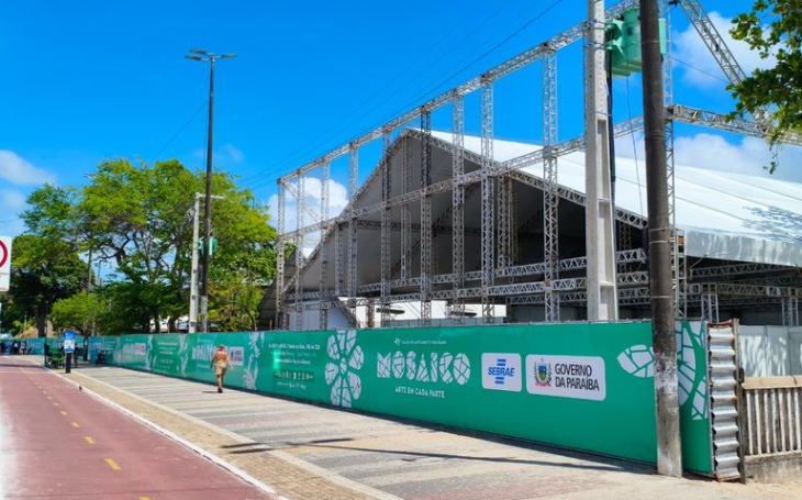 Megaestrutura do 41° Salão do Artesanato Paraibano está quase pronta na orla de João Pessoa